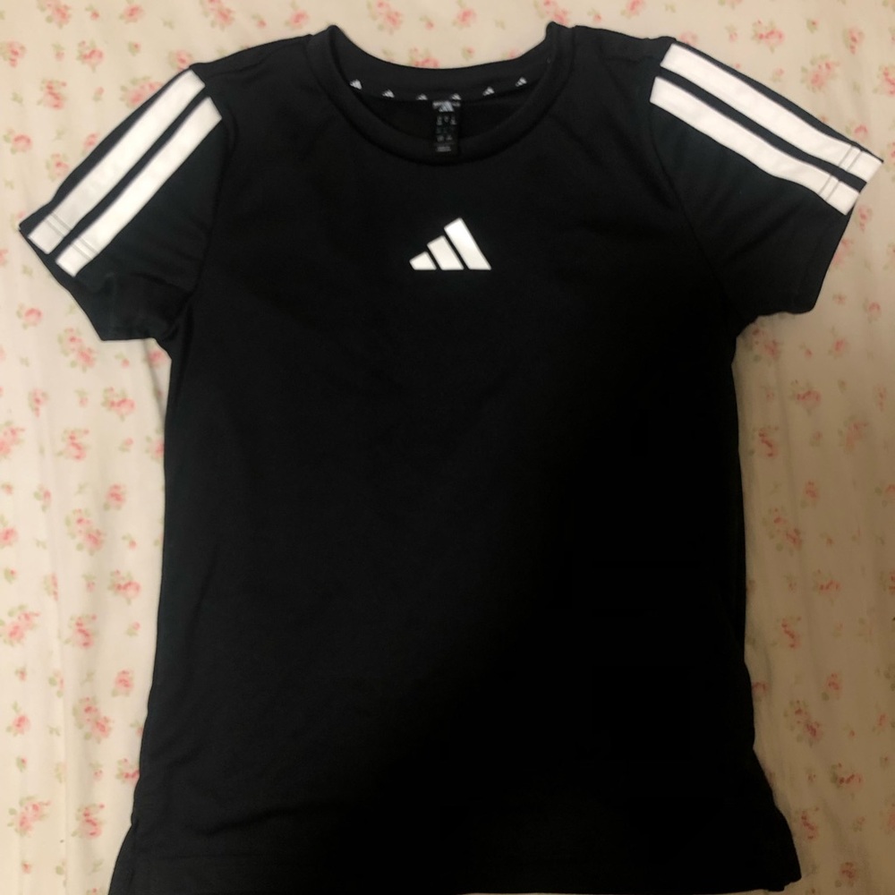 NWOT adidas Black Short Sleeve Tee with White Stripes